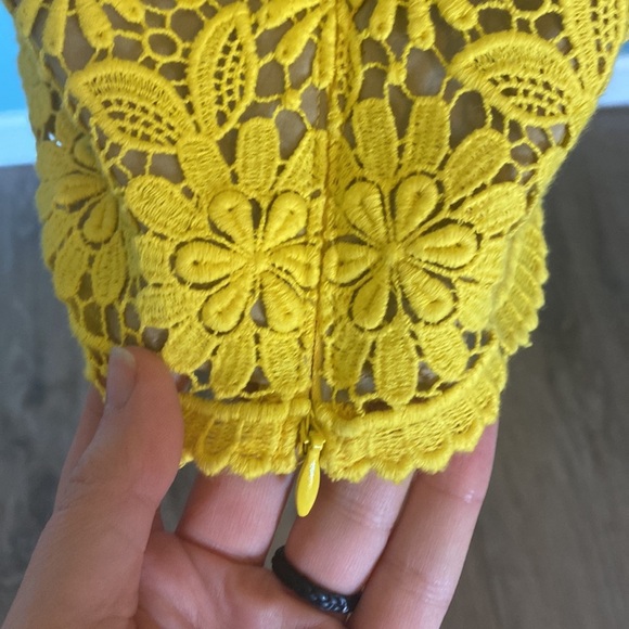 Talbots Yellow daisy lace overlay top. Springtime Sz L Easter business office - Picture 4 of 9